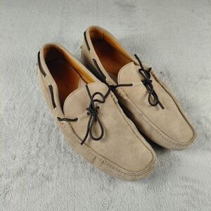 Patrizio Dolci Swede Driving Shoes, Beige w Brown, Size 44.5 , Handmade Italy